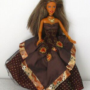 Brown & Gold Gown for Barbie Type Dolls